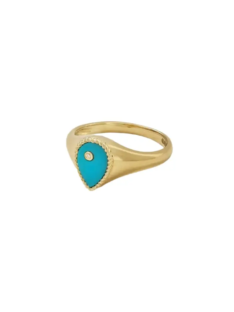 Yvonne Léon 9-karat Gold, Turquoise And Diamond Signet Ring