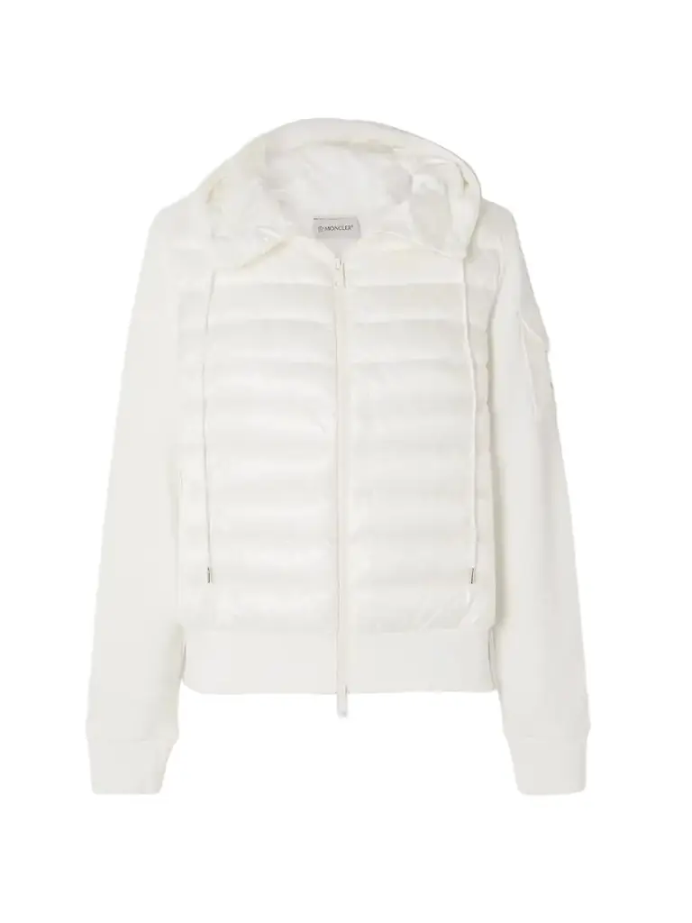 Moncler Paneled Cotton-blend Terry And Quilted Shell Down Hoodie