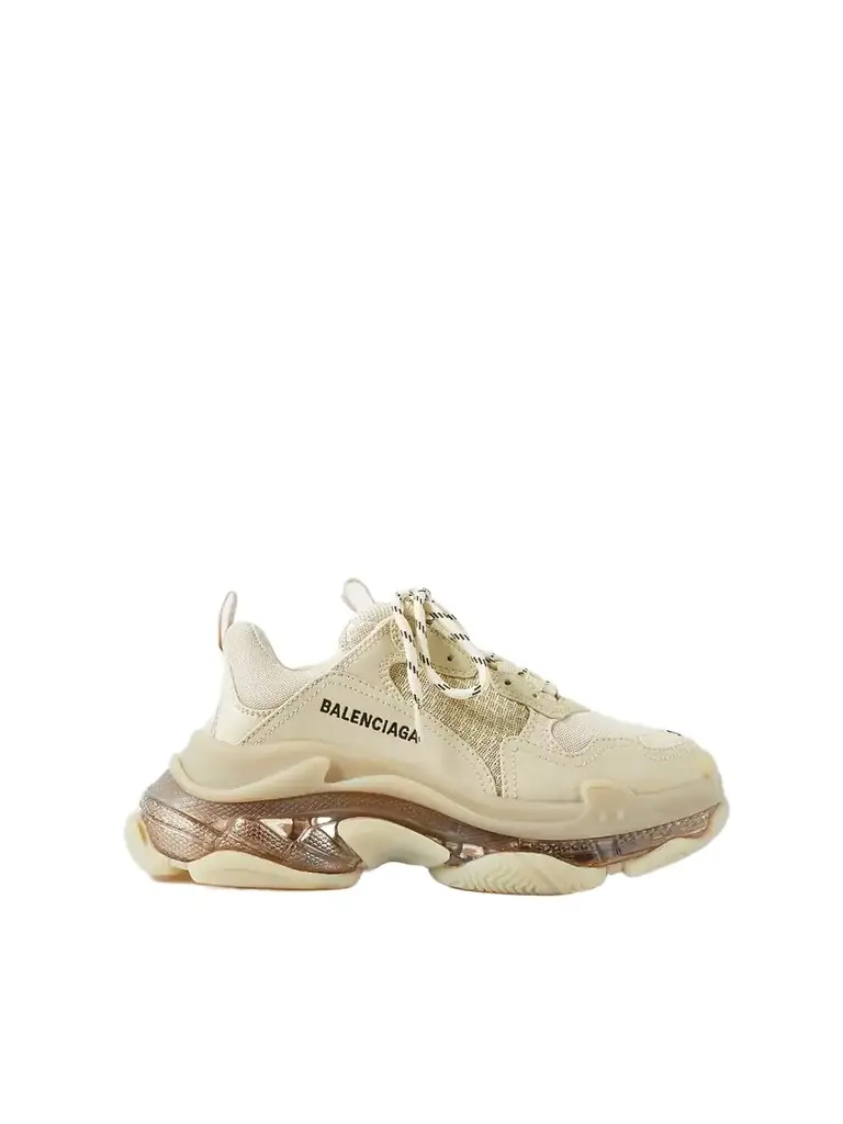 Balenciaga Triple S Clear Sole Logo-embroidered Faux Leather And Mesh Sneakers