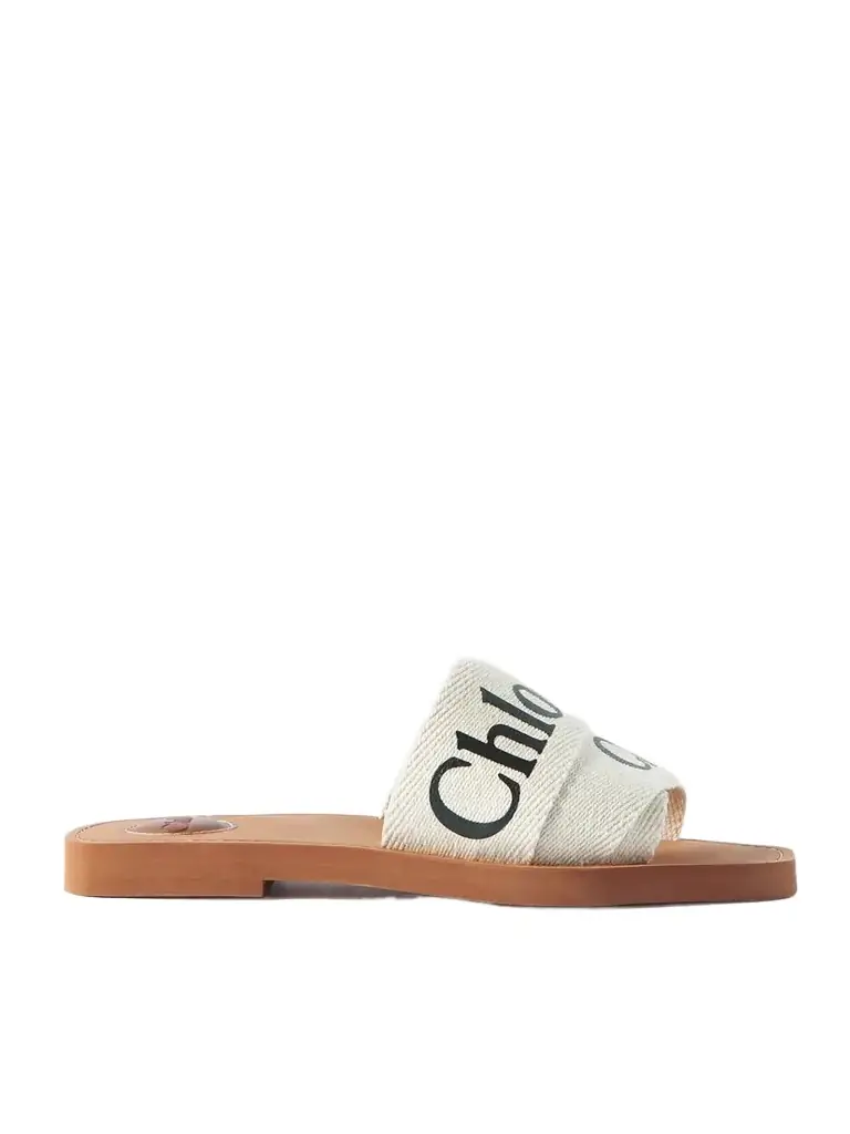Chloé Woody Logo-print Canvas Slides