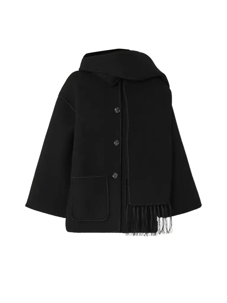 TOTEME Draped Fringed Wool-blend Jacket
