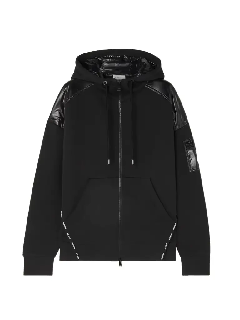 Moncler Glossed-shell Trimmed Cotton-jersey Hoodie