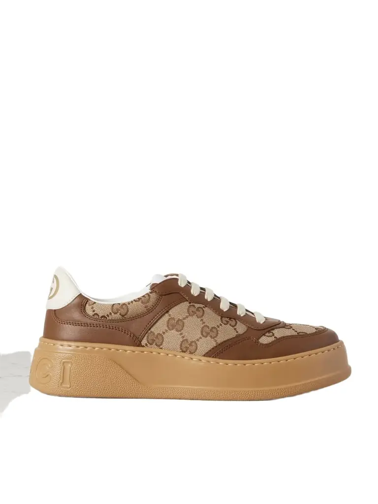 Gucci Gg Leather And Canvas Sneakers
