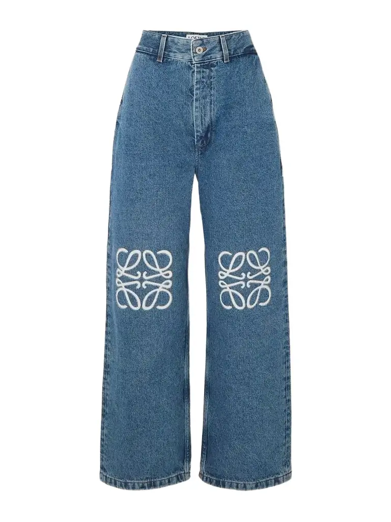 Loewe Anagram Appliquéd High-rise Wide-leg Jeans