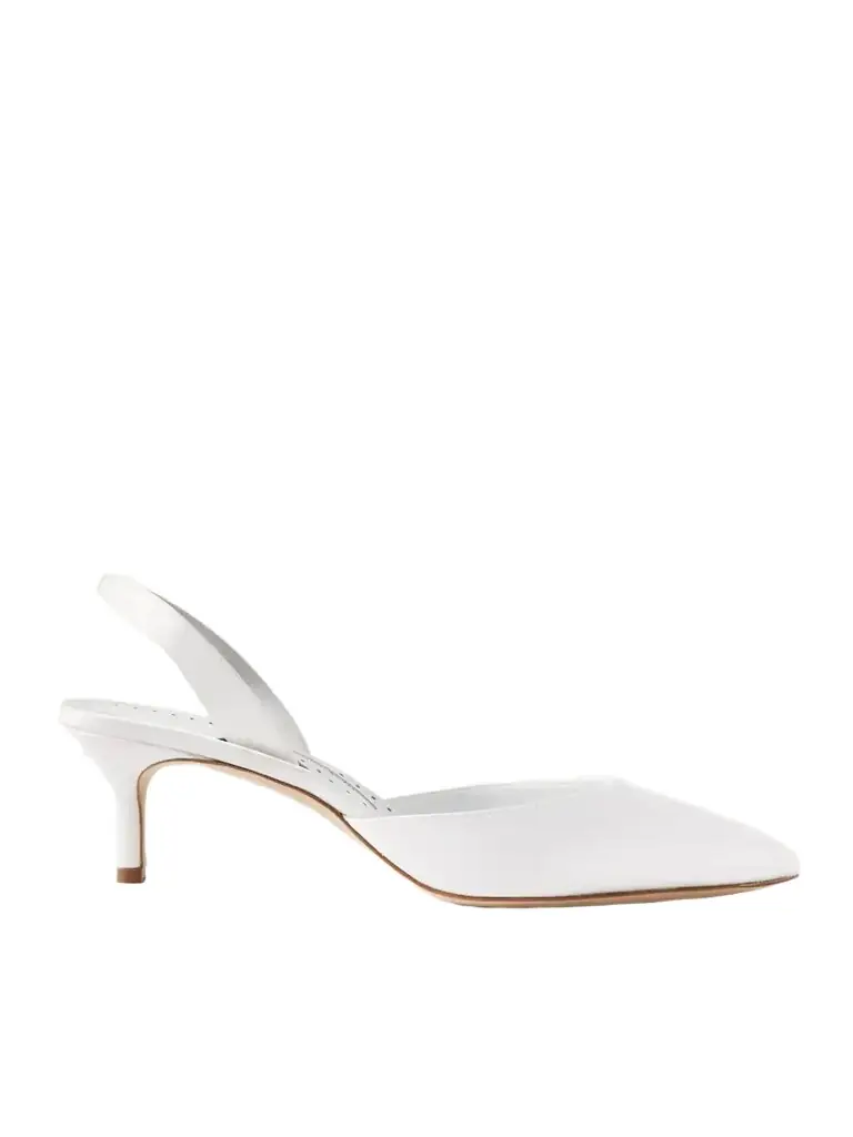 Manolo Blahnik Carolyne Bridal 50 Satin Slingback Pumps