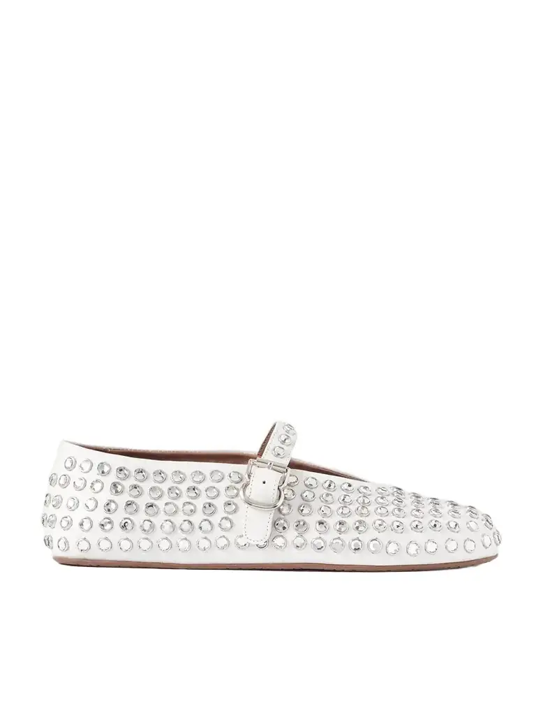 Alaïa Crystal-embellished Leather Ballet Flats