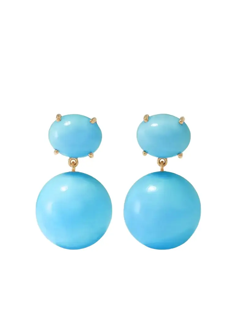 Irene Neuwirth Gumball 18-karat Gold Turquoise Earrings