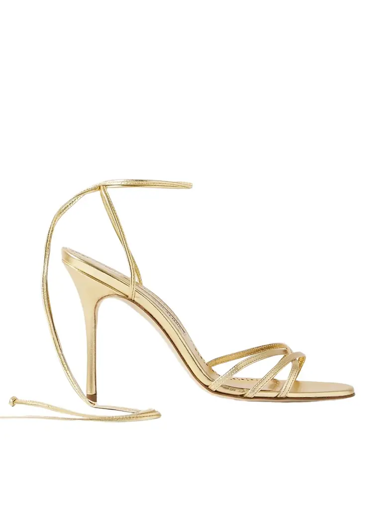 Manolo Blahnik Leva 105 Metallic Leather Sandals