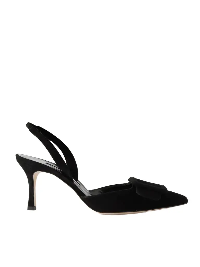 Manolo Blahnik Maysli 70 Buckled Suede Slingback Pumps