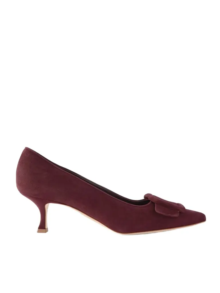Manolo Blahnik Maysale 50 Buckled Suede Pumps