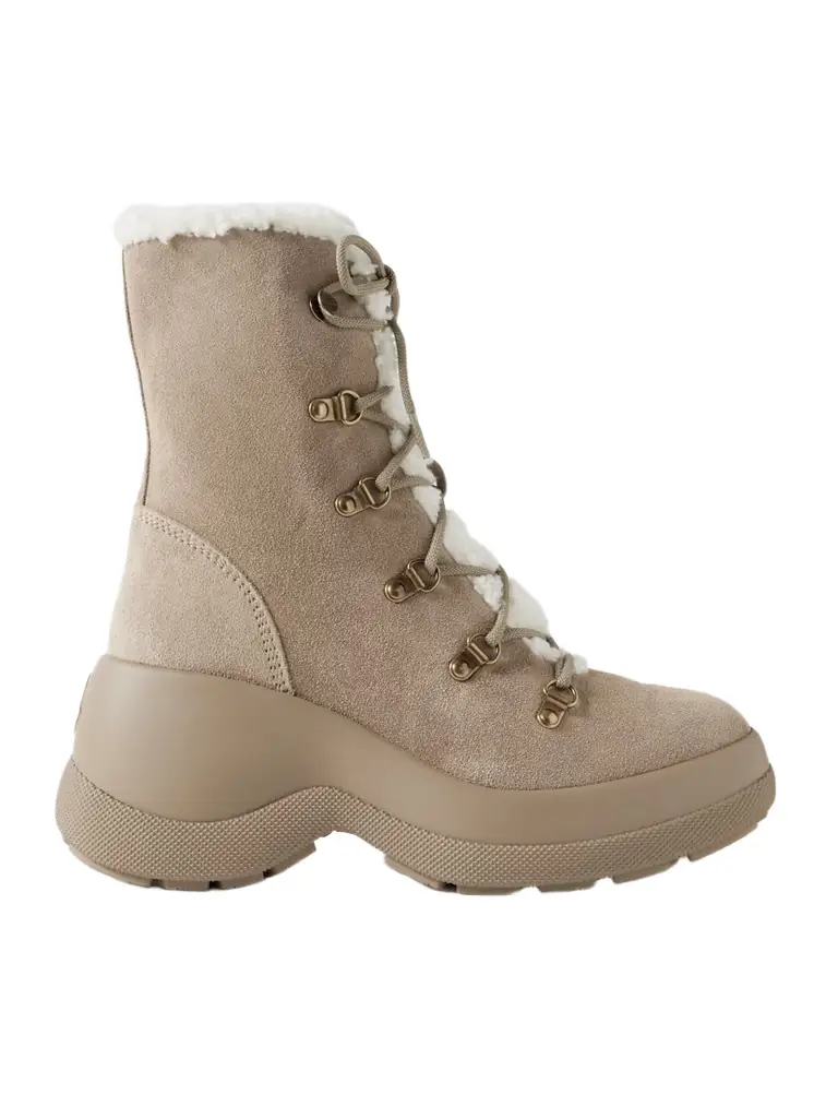Moncler Resile Trek Plush-trimmed Suede Ankle Boots