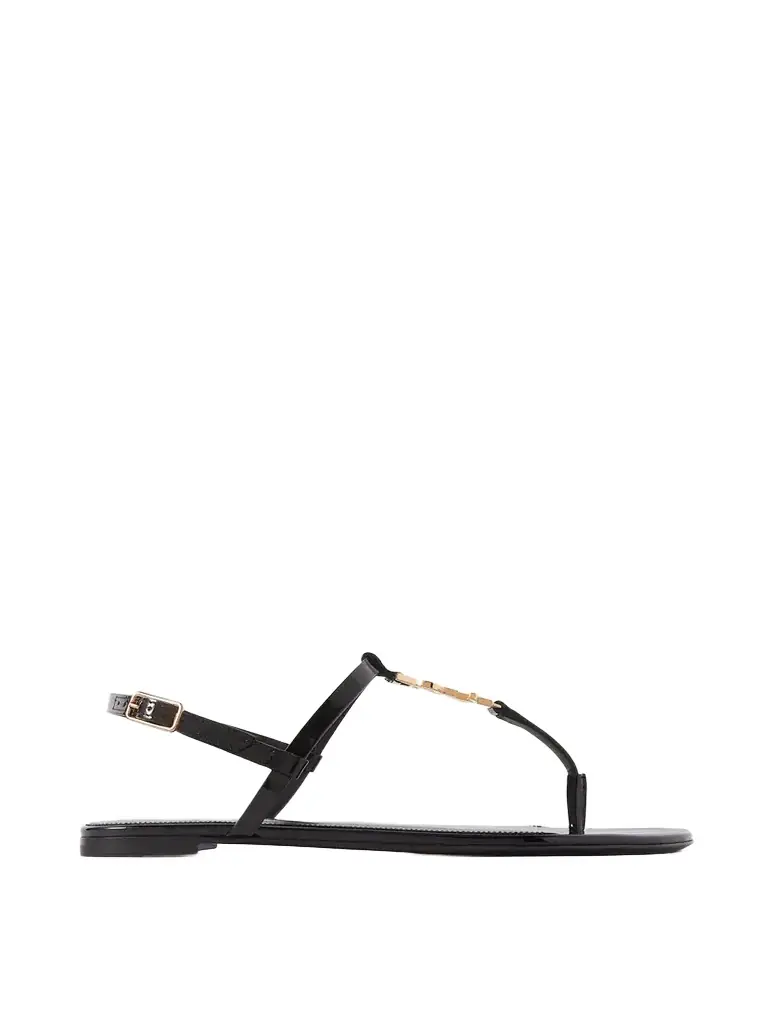 Saint Laurent Cassandra Logo-embellished Patent-leather Slingback Sandals