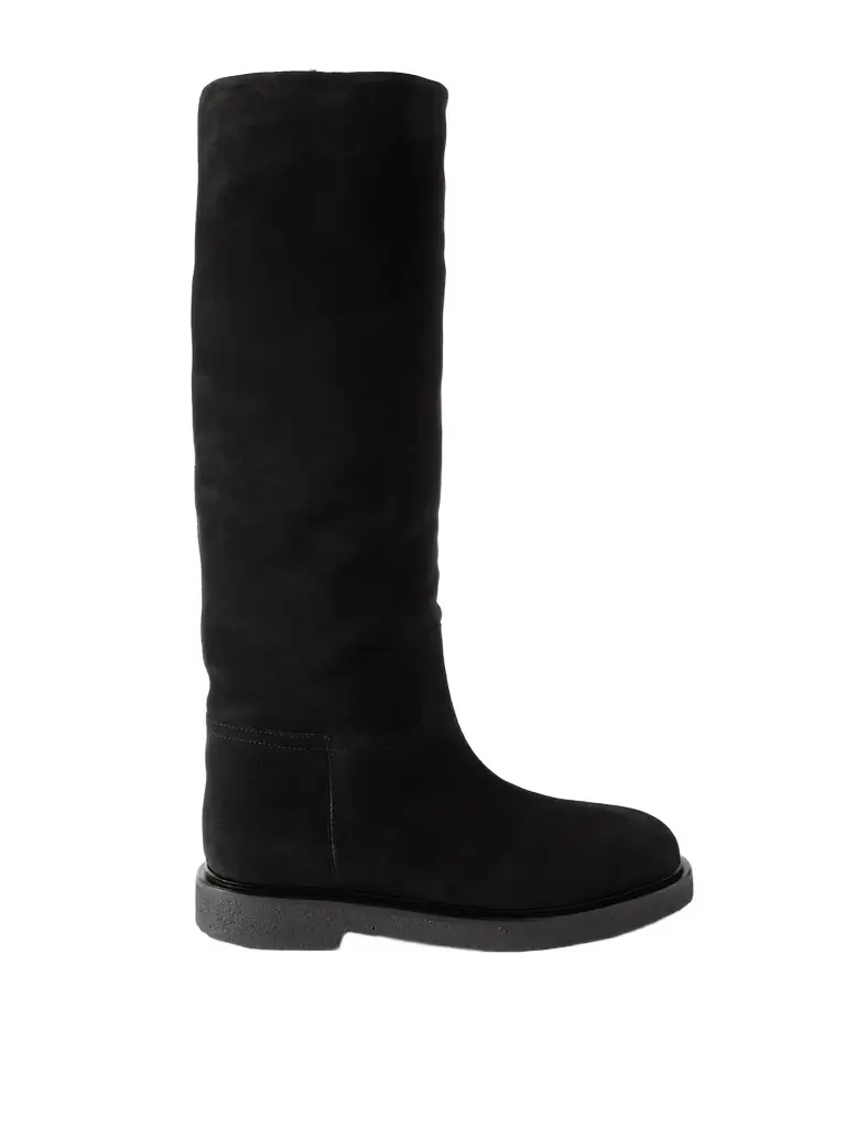 LEGRES Shearling-lined Suede Knee Boots - Women's Shoes