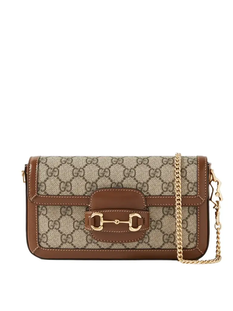 Gucci Horsebit 1955 Embellished Leather-trimmed Coated-canvas Shoulder Bag