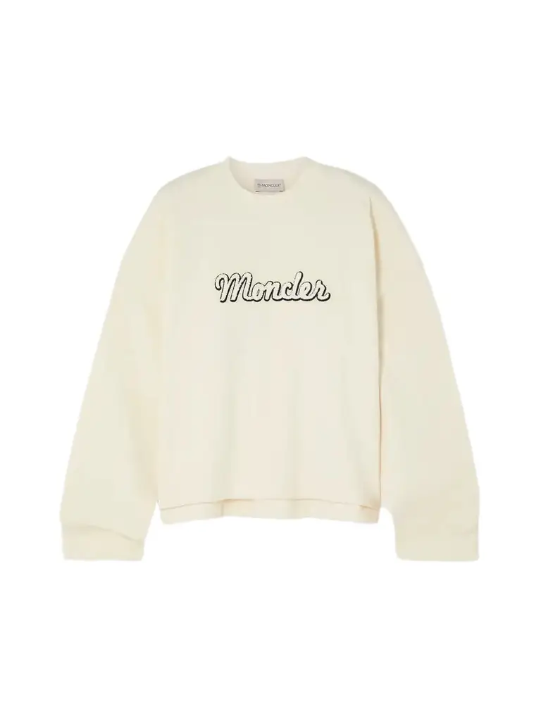 Moncler Flocked Cotton-blend Jersey Sweatshirt