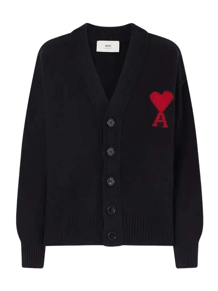 AMI PARIS + Net Sustain Intarsia Merino Wool Cardigan