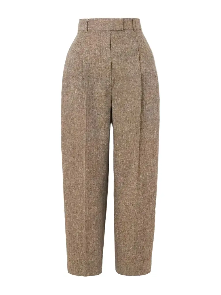 Loro Piana Wybie Cropped Pleated Linen-blend Wide-leg Pants