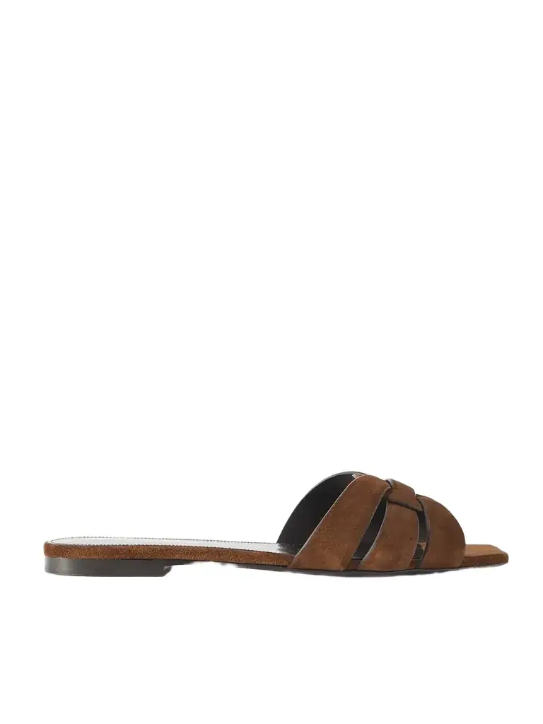 Saint Laurent Tribute Woven Suede Slides