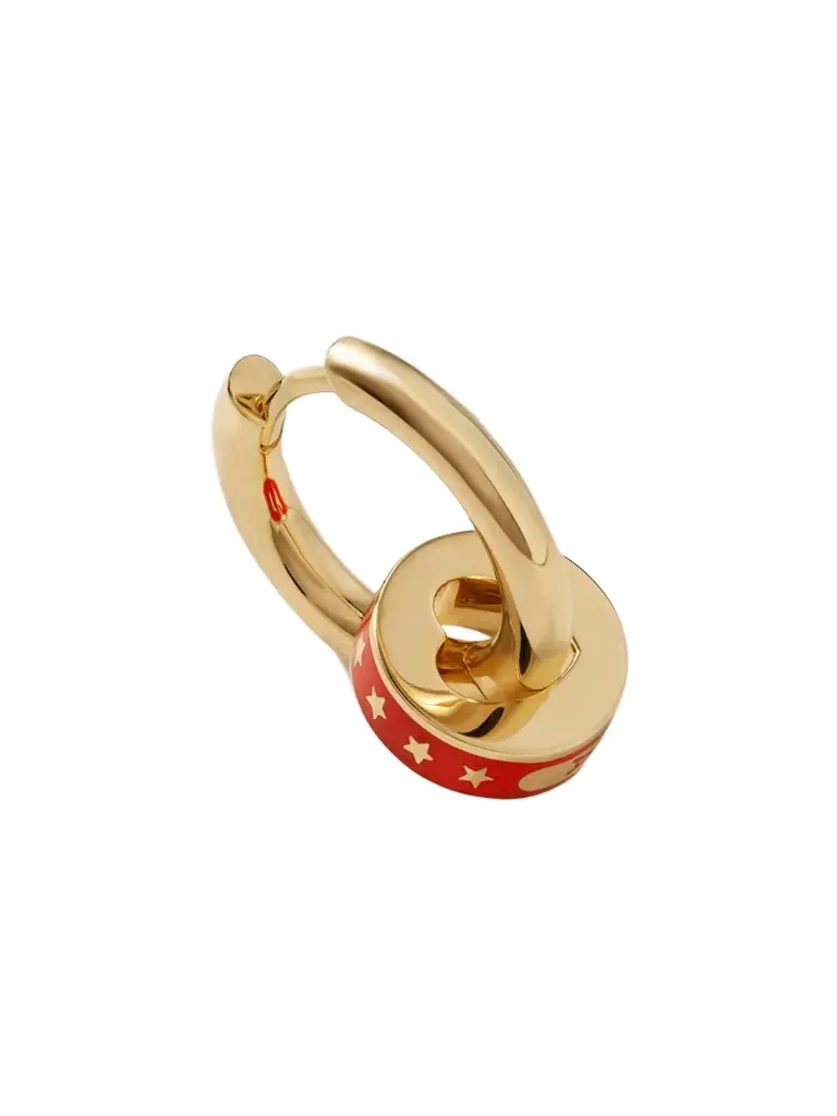 Foundrae Strength Heart Beat Small 18-karat Gold And Ceramic Single Hoop Earring