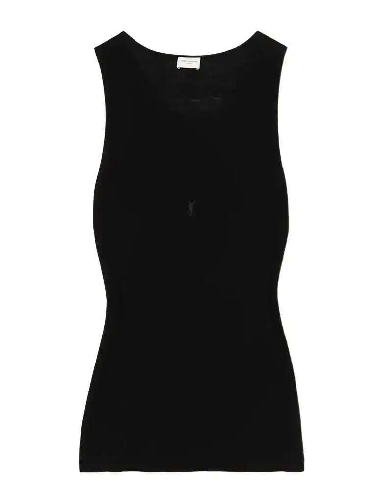 Saint Laurent Embroidered Ribbed Wool Tank