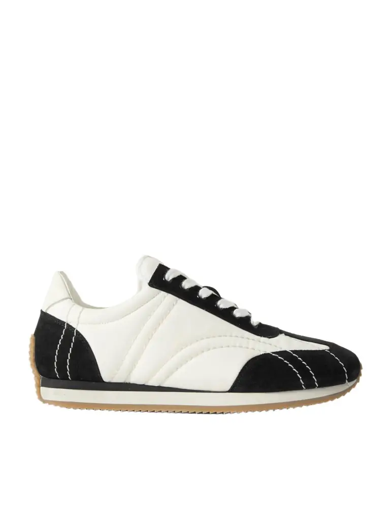 TOTEME The Sport Leather-trimmed Suede And Shell Sneakers