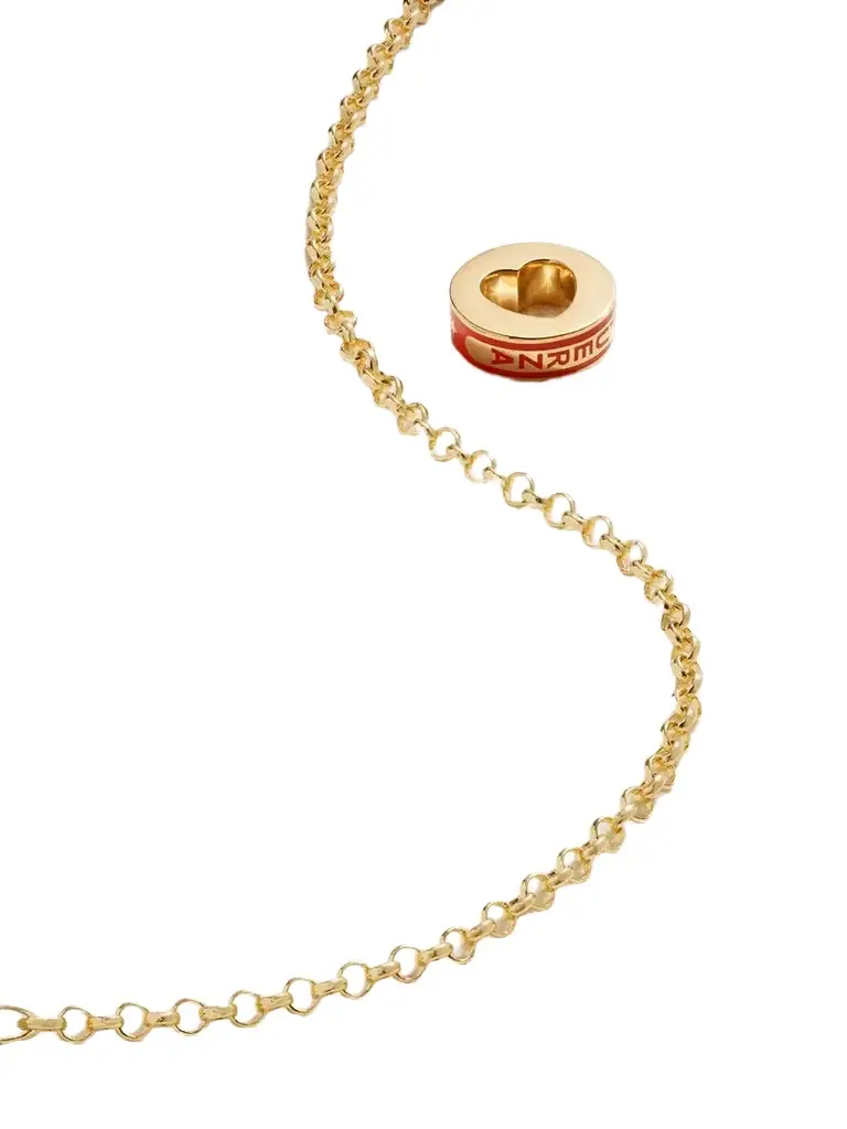 Foundrae Strength Heart Beat 18-karat Gold Enamel Necklace