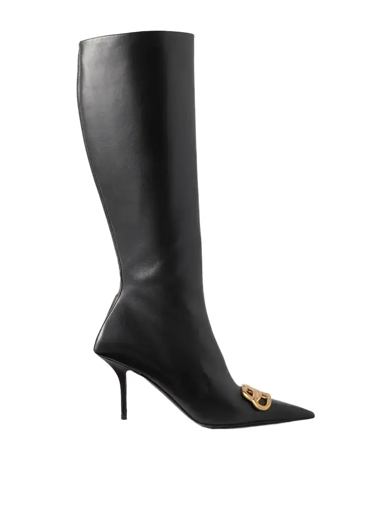 Balenciaga Embellished Leather Knee Boots