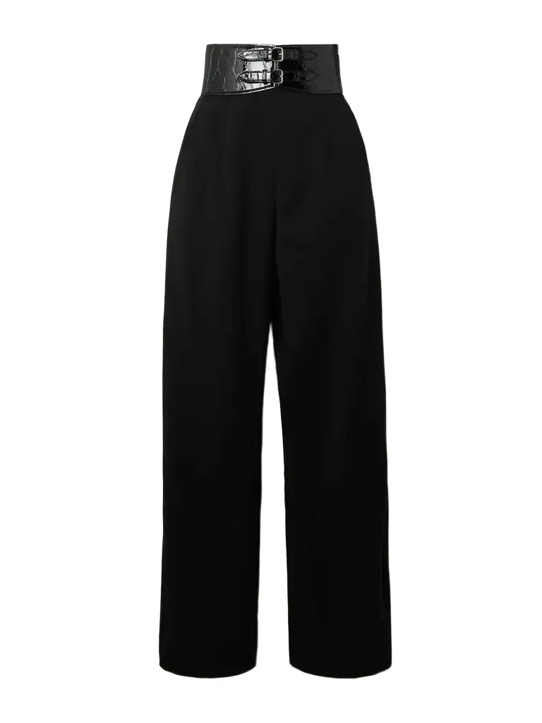 Alaïa Archetypes Belted Wool-blend Gabardine Wide-leg Pants