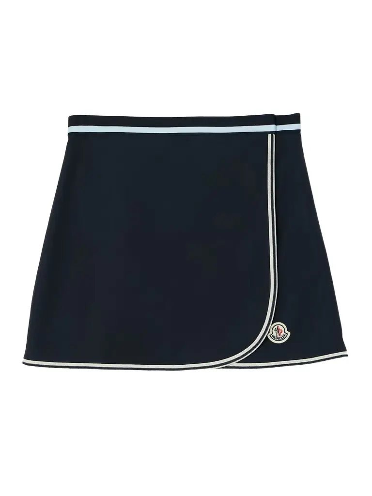 Moncler Appliquéd Striped Cotton-piqué Mini Wrap Skirt