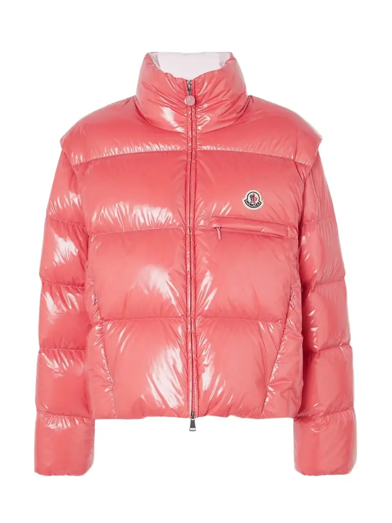 Moncler Almo Convertible Appliquéd Quilted Glossed-shell Down Jacket