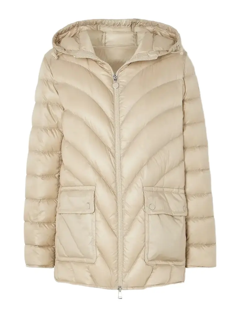 Moncler Argenno Hooded Belted Appliquéd Quilted Shell Down Coat