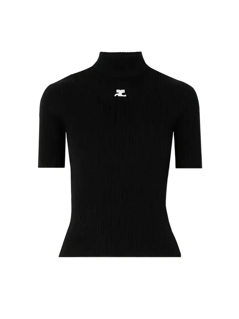 Courreges Embroidered Ribbed-knit Top