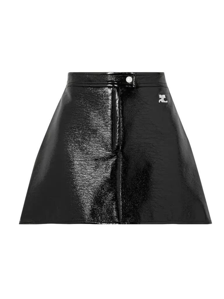 Courreges Reedition Appliquéd Coated Cotton-blend Mini Skirt