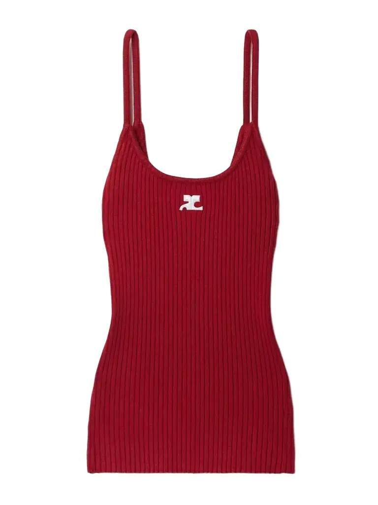 Courreges Reedition Appliquéd Ribbed-knit Tank