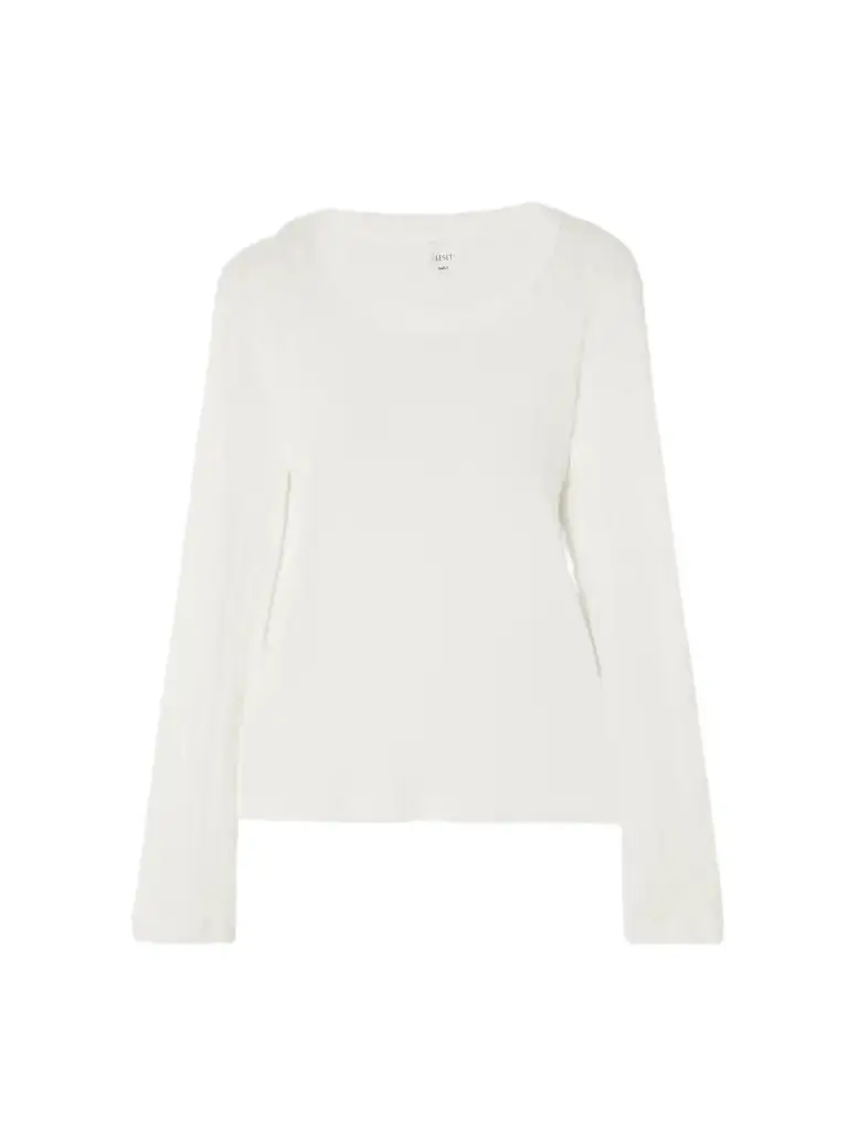 LESET Pointelle-knit Cotton-jersey Top