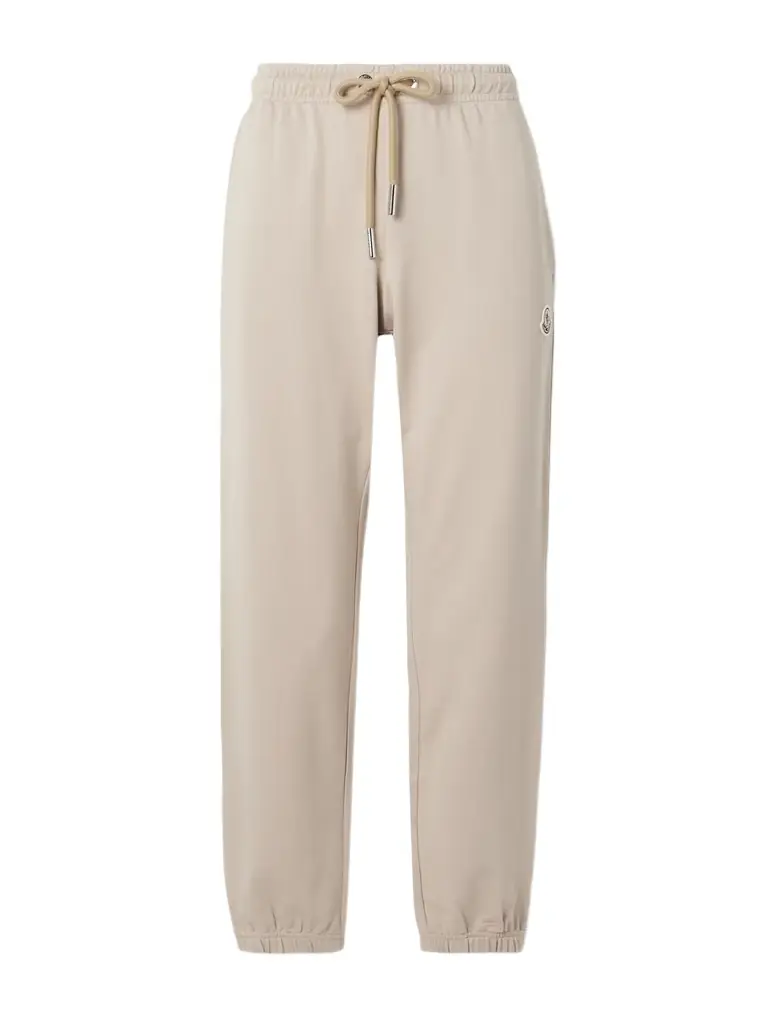 Moncler Appliquéd Cotton-jersey Tapered Track Pants