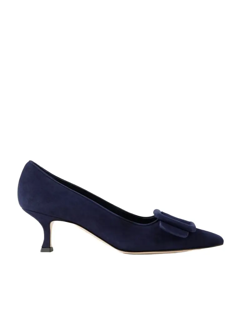 Manolo Blahnik Maysale 50 Buckled Suede Pumps