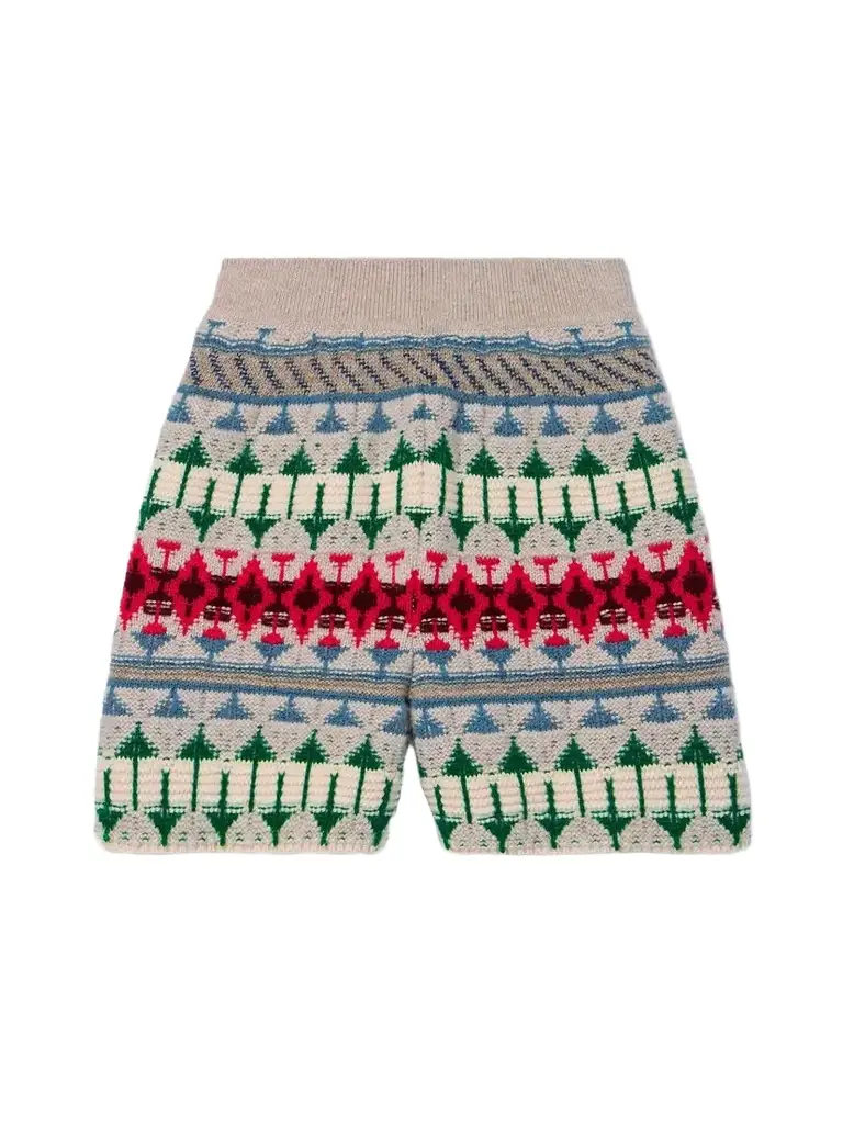 Loro Piana Holiday Noel Jacquard-knit Cashmere Shorts