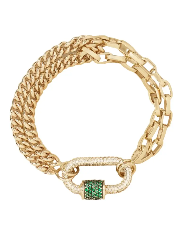 Marla Aaron 18-karat Gold, Emerald And Diamond Bracelet