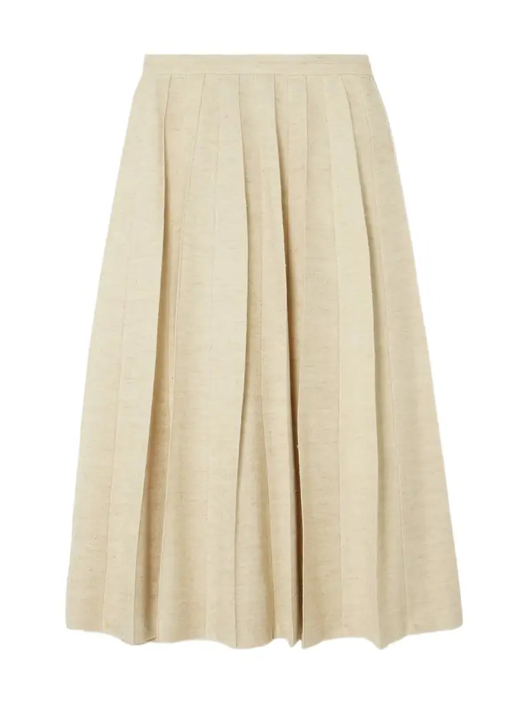 Loro Piana Pleated Woven Midi Skirt