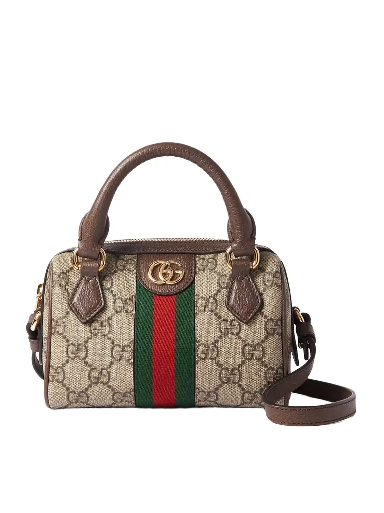 Gucci Ophidia Mini Leather-trimmed And Webbing-trimmed Printed Coated-canvas Tote