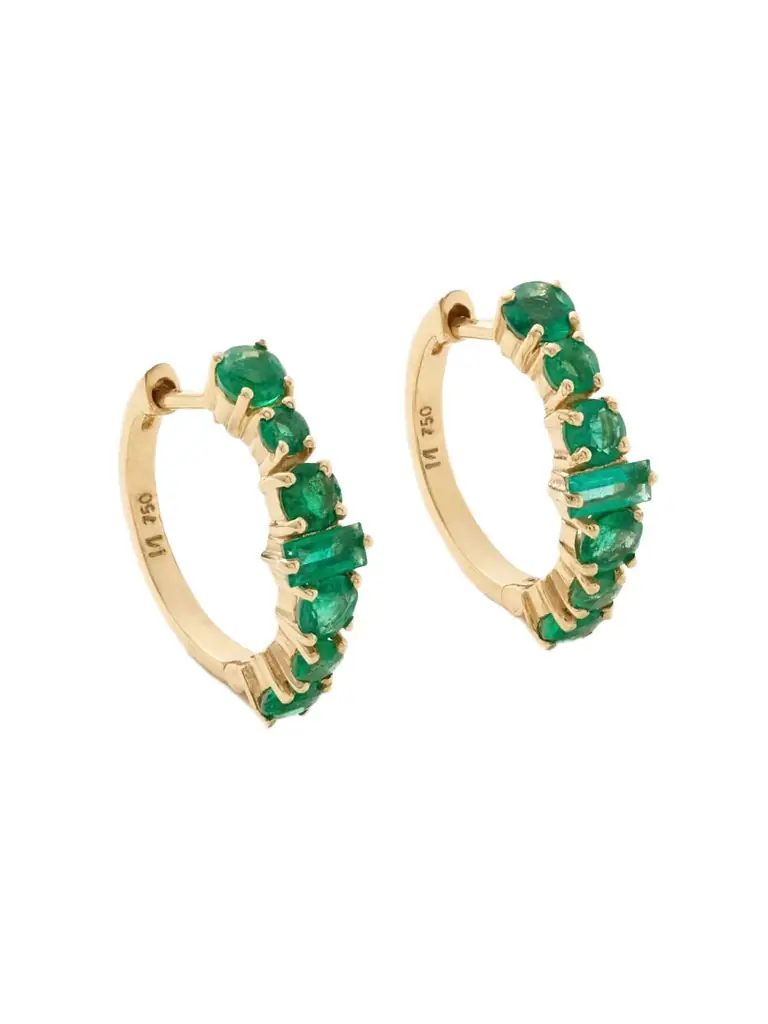 Ileana Makri 18-karat Gold Emerald Hoop Earrings