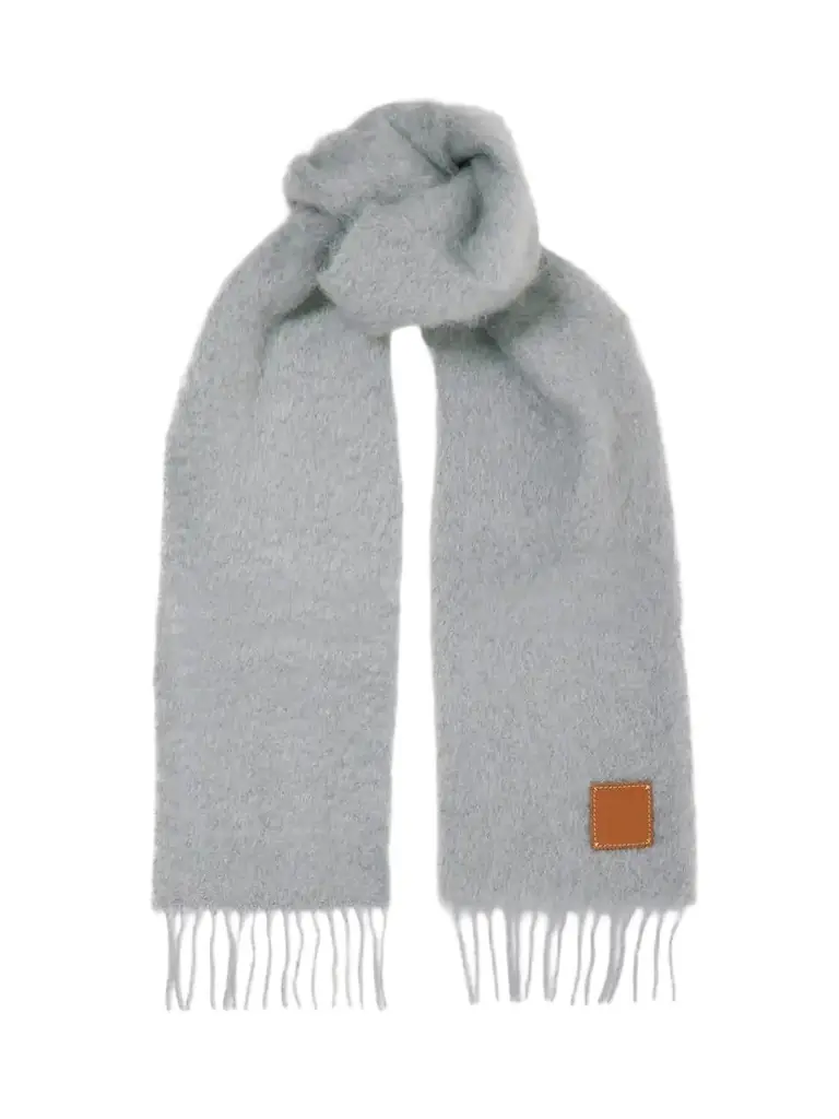 Loewe Leather-trimmed Fringed Mohair-blend Scarf