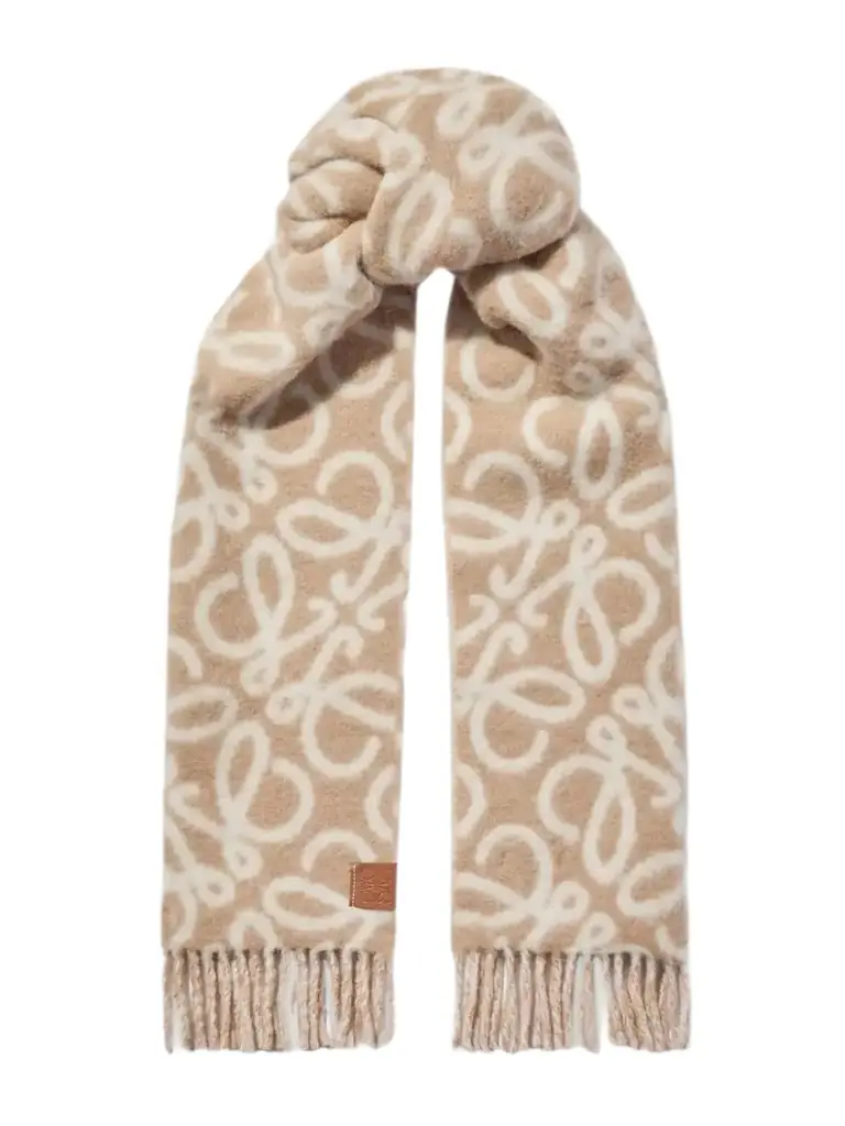 Loewe Fringed Jacquard-knit Scarf