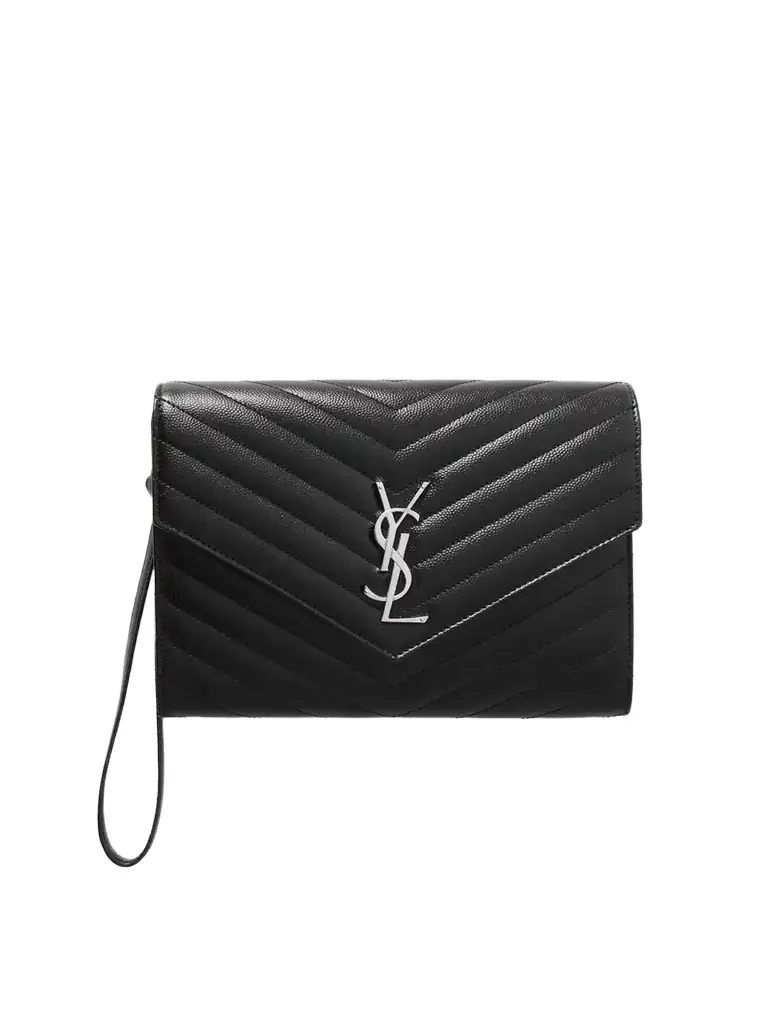 Saint Laurent Cassandre Matelassé Textured-leather Pouch