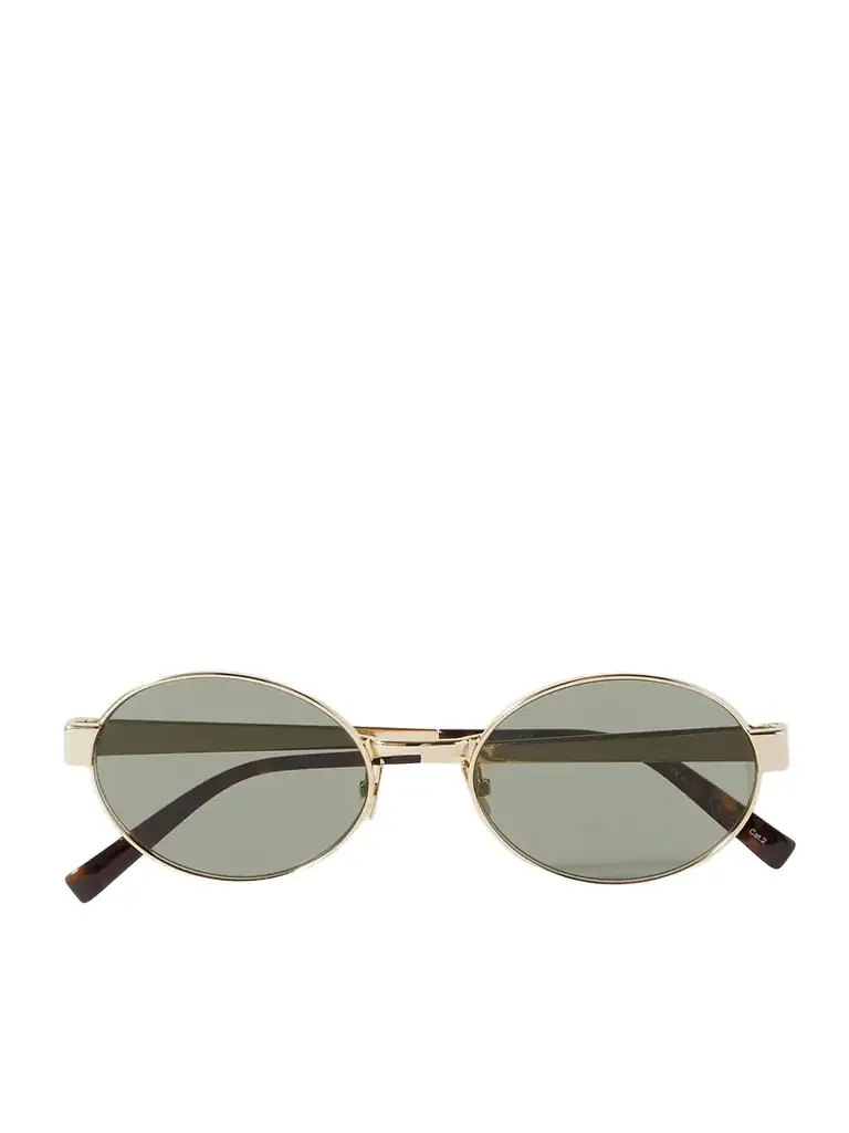 Saint Laurent Eyewear Oval-frame Gold-tone Sunglasses