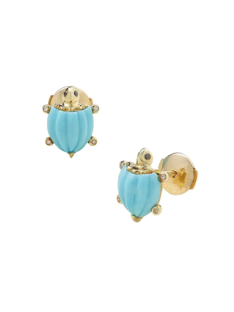 Yvonne Léon 9-karat Gold, Turquoise And Diamond Earrings