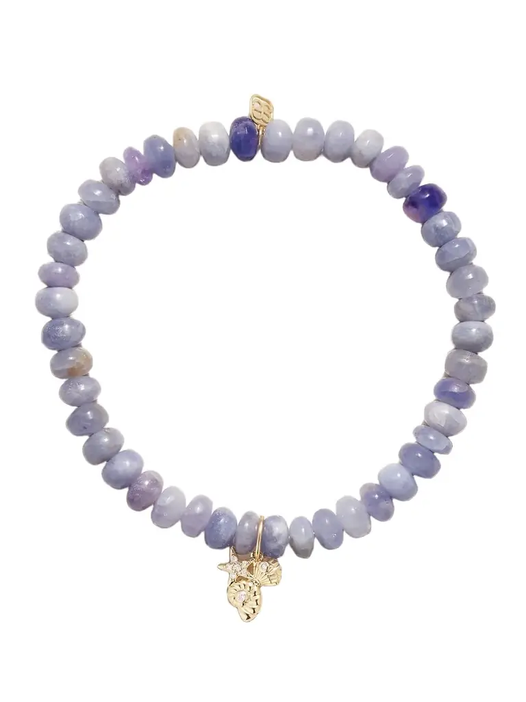Sydney Evan Small Cluster Charm 14-karat Gold, Hackmanite And Diamond Bracelet