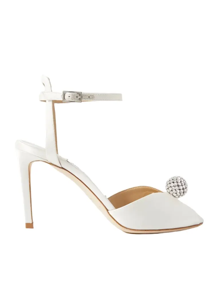 Jimmy Choo Sacora 85 Crystal-embellished Satin Sandals