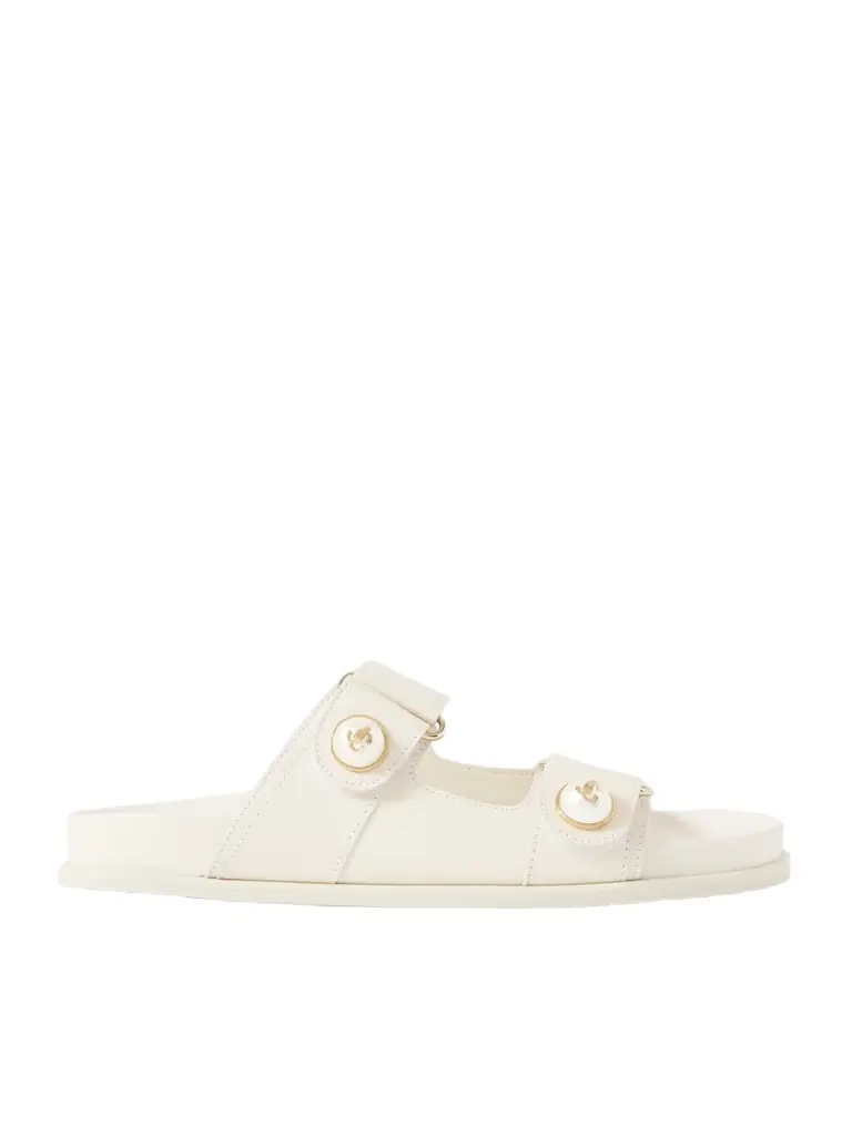 Jimmy Choo Fayence Embellished Leather Slides